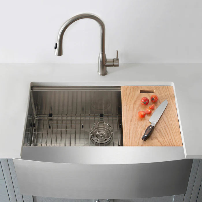 Casa Fixtures - Kitchen Sinks - 30" Farmhouse Apron Single Bowl Stainless Steel Workstation Kitchen Sink (C1-30SFT)