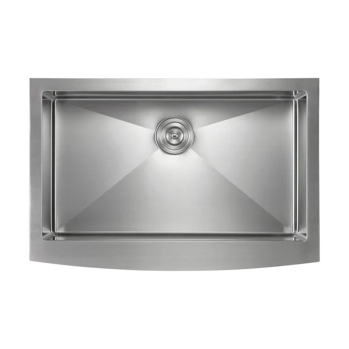 Casa Fixtures - Kitchen Sinks - 33" Handcrafted Farmhouse Apron Single Bowl Stainless Steel Kitchen Sink (C1-33SF)