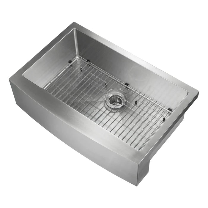 Casa Fixtures - Kitchen Sinks - 33" Handcrafted Farmhouse Apron Single Bowl Stainless Steel Kitchen Sink (C1-33SF)