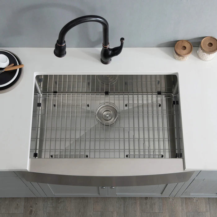 Casa Fixtures - Kitchen Sinks - 33" Handcrafted Farmhouse Apron Single Bowl Stainless Steel Kitchen Sink (C1-33SF)