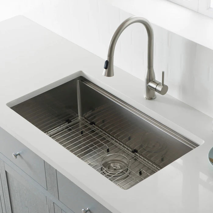 Casa Fixtures - Kitchen Sinks - 33" Undermount Single Bowl Stainless Steel Workstation Sink (C1-33ST)