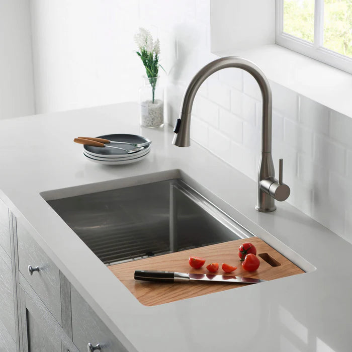 Casa Fixtures - Kitchen Sinks - 33" Undermount Single Bowl Stainless Steel Workstation Sink (C1-33ST)
