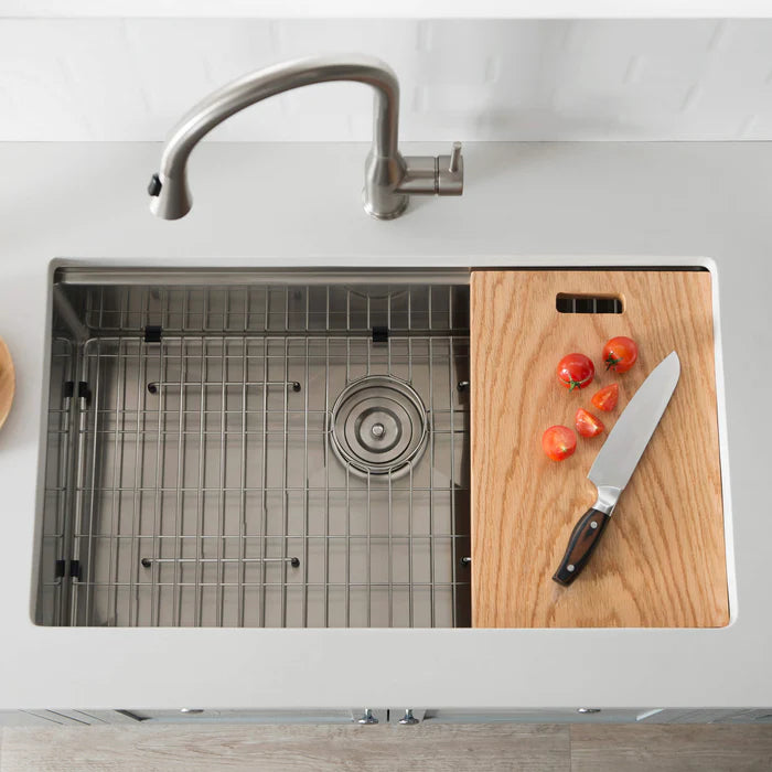 Casa Fixtures - Kitchen Sinks - 33" Undermount Single Bowl Stainless Steel Workstation Sink (C1-33ST)