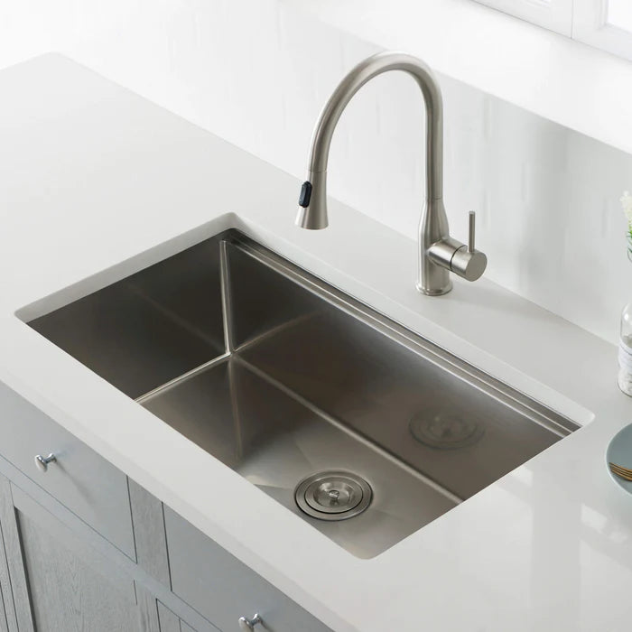 Casa Fixtures - Kitchen Sinks - 33" Undermount Single Bowl Stainless Steel Workstation Sink (C1-33ST)