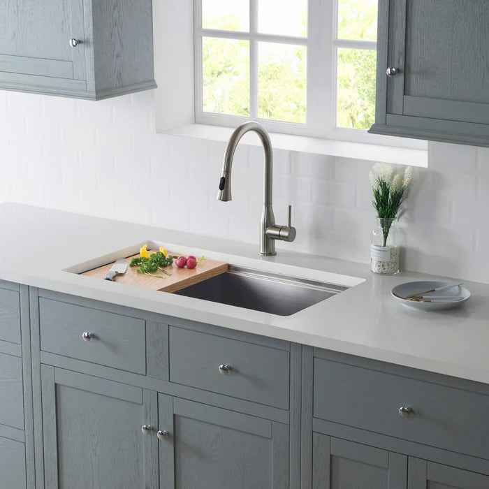 Casa Fixtures - Kitchen Sinks - 33" Undermount Single Bowl Stainless Steel Workstation Sink (C1-33ST)