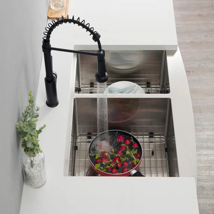 Casa Fixtures - Kitchen Sinks - 36" Handcrafted Farmhouse Apron Double Bowl Stainless Steel Kitchen Sink (C1-36DF)
