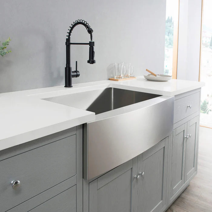 Casa Fixtures - Kitchen Sinks - 36" Handcrafted Farmhouse Apron Single Bowl Stainless Steel Kitchen Sink (C1-36SF)