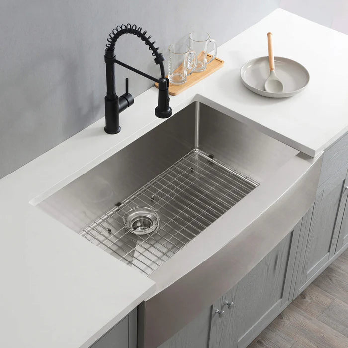 Casa Fixtures - Kitchen Sinks - 36" Handcrafted Farmhouse Apron Single Bowl Stainless Steel Kitchen Sink (C1-36SF)
