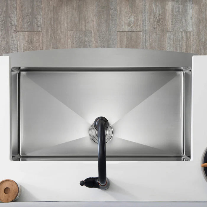 Casa Fixtures - Kitchen Sinks - 36" Handcrafted Farmhouse Apron Single Bowl Stainless Steel Kitchen Sink (C1-36SF)