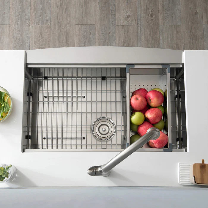 Casa Fixtures - Kitchen Sinks - 36" Farmhouse Apron Single Bowl Stainless Steel Workstation Kitchen Sink (C1-36SFT)