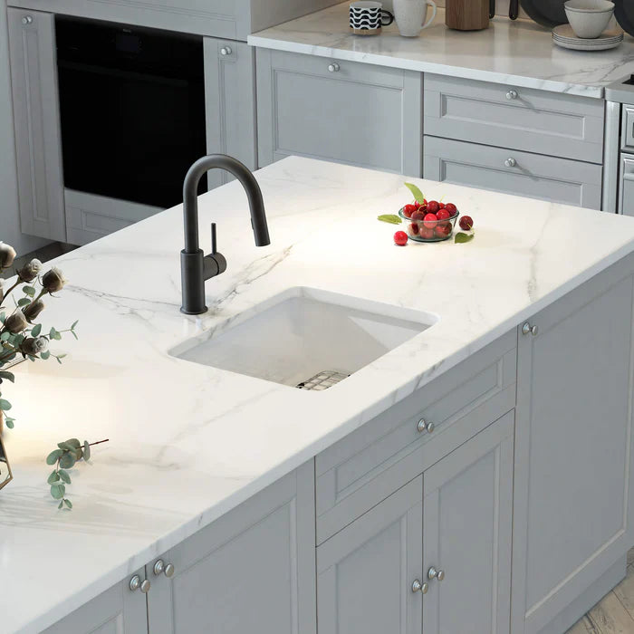 Casa Fixtures - Kitchen Sinks - Nova 18" Fireclay Single Bowl Kitchen Drop-In/Undermount Sink (C2-18SQ)