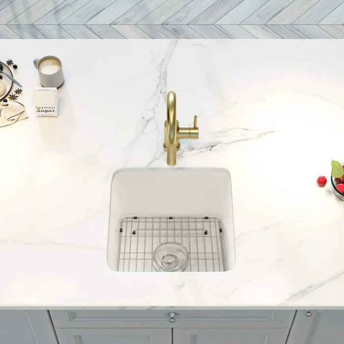 Casa Fixtures - Kitchen Sinks - Nova 18" Fireclay Single Bowl Kitchen Drop-In/Undermount Sink (C2-18SQ)