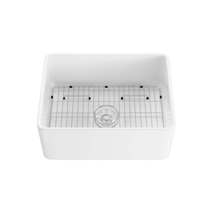 Casa Fixtures - Kitchen Sinks - Nova 24" Fireclay Single Bowl Kitchen Farmhouse Sink (C2-24SF)