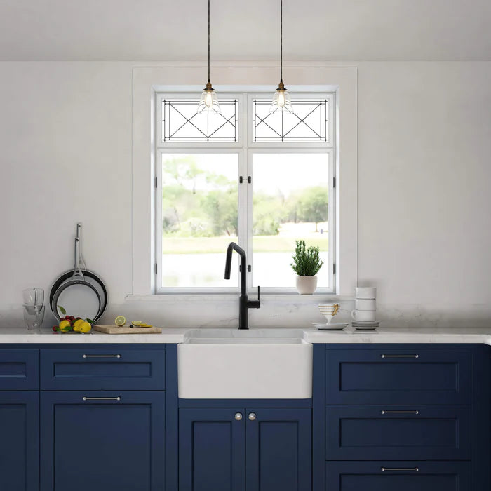 Casa Fixtures - Kitchen Sinks - Nova 24" Fireclay Single Bowl Kitchen Farmhouse Sink (C2-24SF)