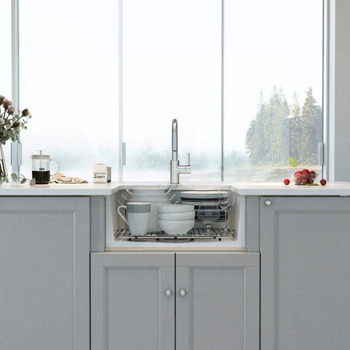Casa Fixtures - Kitchen Sinks - Nova 27" Fireclay Single Bowl Kitchen Drop-In/Undermount Sink (C2-27S)