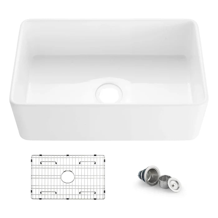 Casa Fixtures - Kitchen Sinks - Nova 30" Fireclay Single Bowl Kitchen Farmhouse Sink (C2-30SF)
