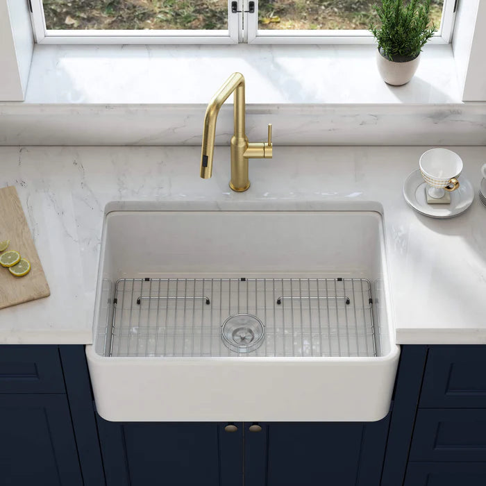 Casa Fixtures - Kitchen Sinks - Nova 30" Fireclay Single Bowl Kitchen Farmhouse Sink (C2-30SF)