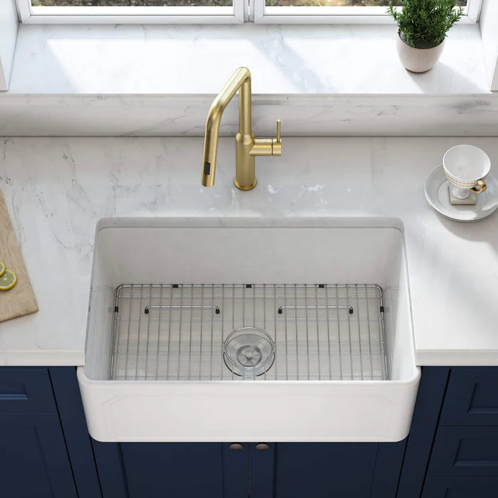 Casa Fixtures - Kitchen Sinks - Arch 30" Reversible Fireclay Single Bowl Kitchen Farmhouse Sink (C2-30SFAR)