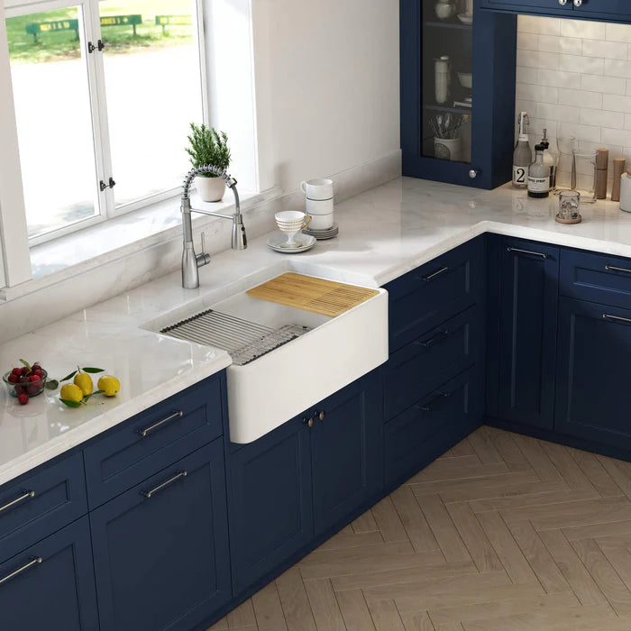 Casa Fixtures - Kitchen Sinks - Nova 33" Farmhouse Fireclay Kitchen Workstation Sink (C2-33SFT)