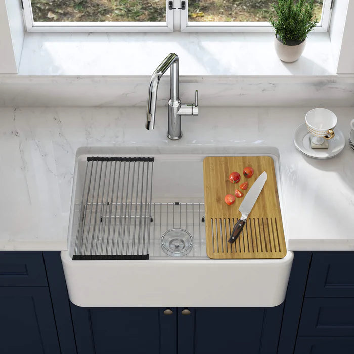 Casa Fixtures - Kitchen Sinks - Nova 33" Farmhouse Fireclay Kitchen Workstation Sink (C2-33SFT)