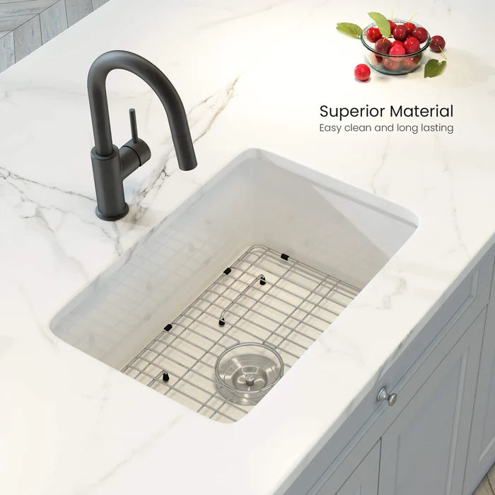 Casa Fixtures - Kitchen Sinks - Nova 32" Single Bowl Drop-In/Undermount Fireclay Kitchen Sink (C2-32S)