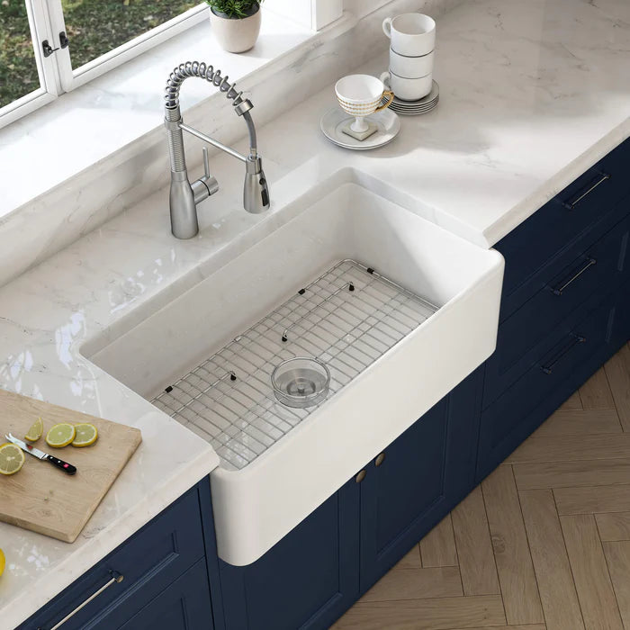 Casa Fixtures - Kitchen Sinks - Nova 33" Fireclay Single Bowl Kitchen Farmhouse Sink (C2-33SF)