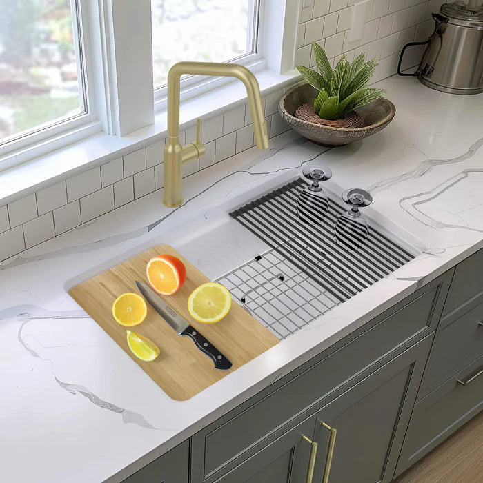 Casa Fixtures - Kitchen Sinks - 33" Fireclay Drop-In/Undermount Workstation Sink (C2-33ST)