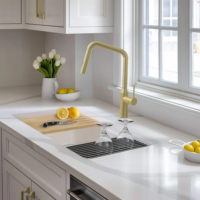 Casa Fixtures - Kitchen Sinks - 33" Fireclay Drop-In/Undermount Workstation Sink (C2-33ST)