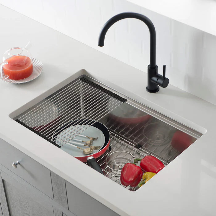 Casa Fixtures - Kitchen Sinks - 27" Handcrafted 316 Marine Grade Stainless Steel Single Bowl Workstation Undermount Kitchen Sink (C3-27ST)