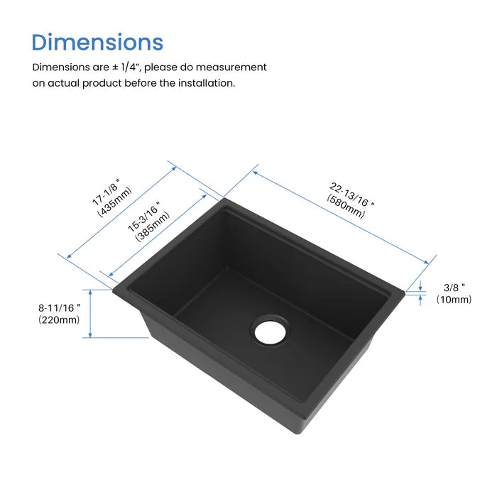 Casa Fixtures - Kitchen Sinks - 23" Undermount Workstation Single Bowl Quartz Kitchen Sink (C4-23ST)