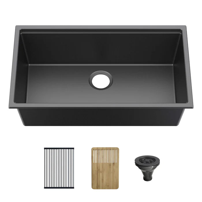 Casa Fixtures - Kitchen Sinks - 33" Undermount Workstation Single Bowl Quartz Kitchen Sink (C4-33ST)