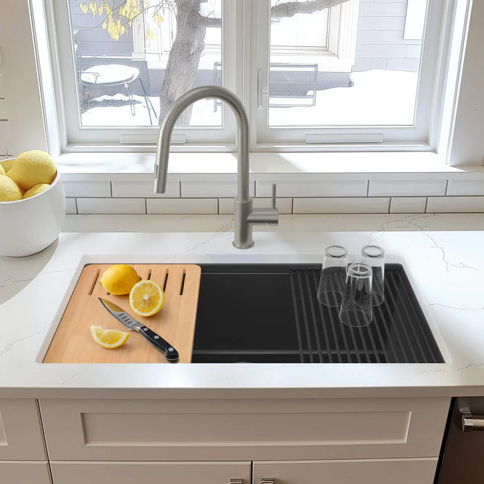 Casa Fixtures - Kitchen Sinks - 33" Undermount Workstation Single Bowl Quartz Kitchen Sink (C4-33ST)