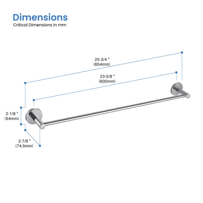 Casa Fixtures - Bathroom Accessories - Halo 24 inch Bathroom Towel Bar (CBA-1404)