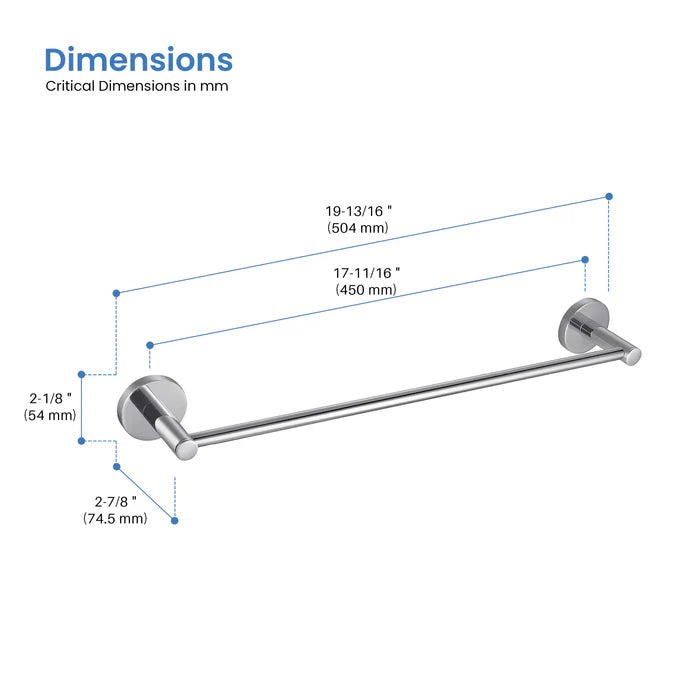 Casa Fixtures - Bathroom Accessories - Halo Bathroom 18" Towel Bar (CBA-1407)