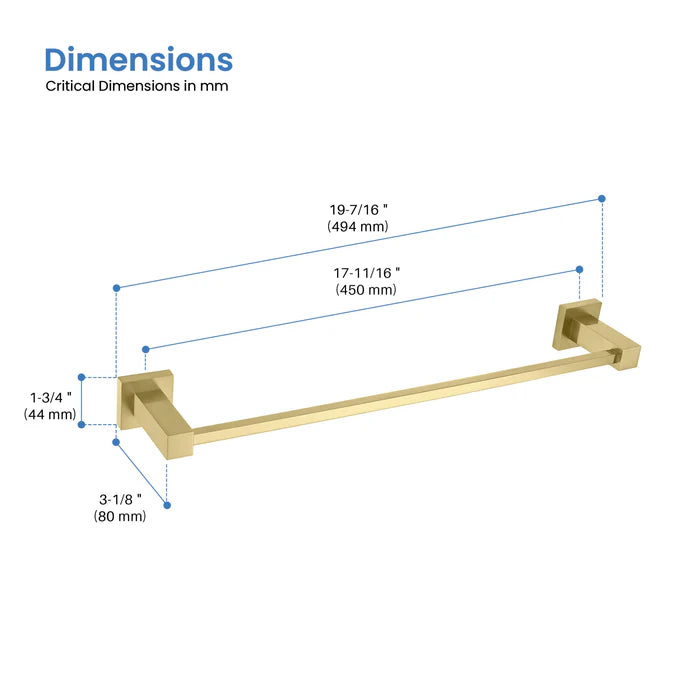 Casa Fixtures - Bathroom Accessories - Quadra Bathroom 18" Towel Bar (CBA-1507)