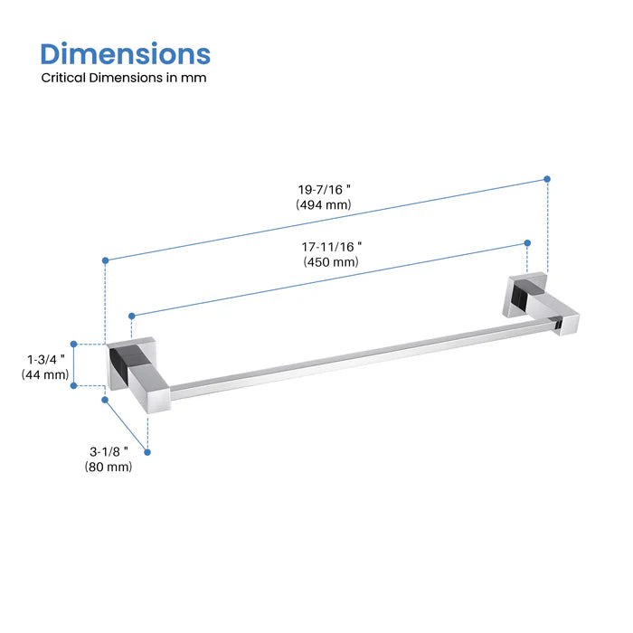 Casa Fixtures - Bathroom Accessories - Quadra Bathroom 18" Towel Bar (CBA-1507)