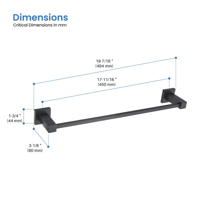 Casa Fixtures - Bathroom Accessories - Quadra Bathroom 18" Towel Bar (CBA-1507)