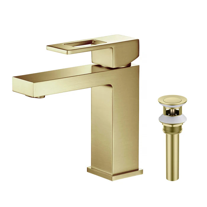 Casa Fixtures - Bathroom Faucet - Quadra Single Handle Bathroom Vanity Sink Faucet with Pop Up Drain (CBF-1002)
