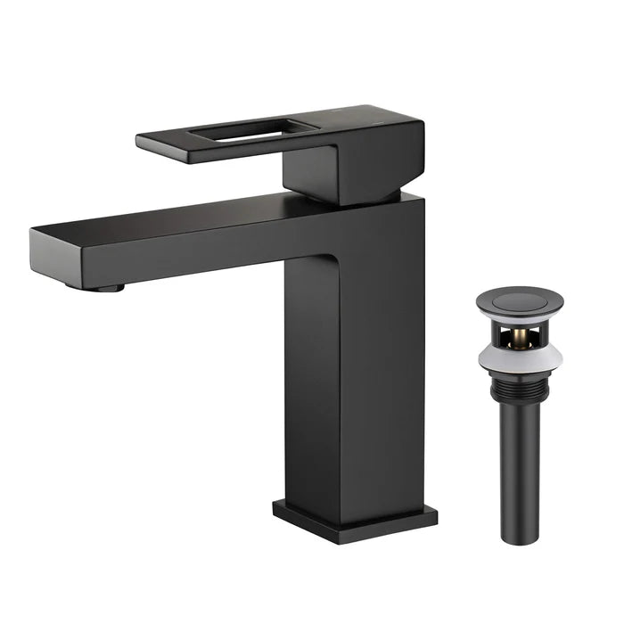 Casa Fixtures - Bathroom Faucet - Quadra Single Handle Bathroom Vanity Sink Faucet with Pop Up Drain (CBF-1002)