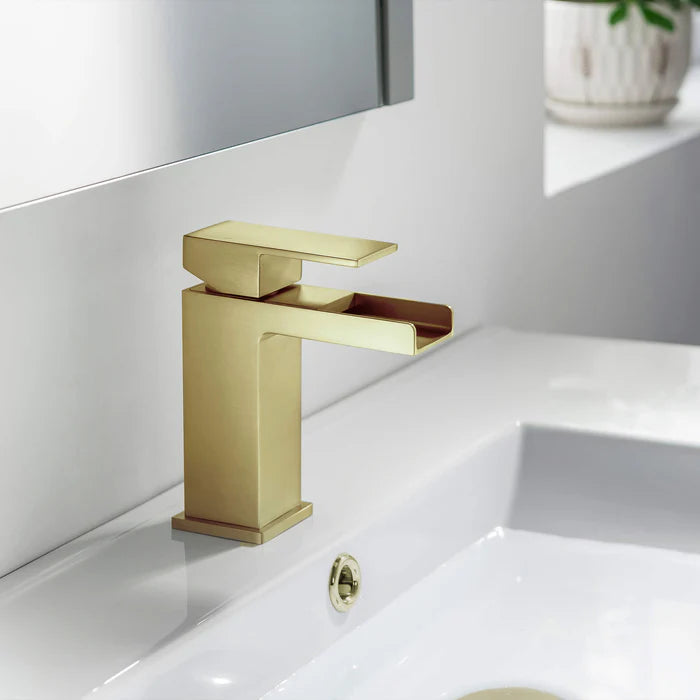 Casa Fixtures - Bathroom Faucet - Quadra Waterfall Single Handle Bathroom Vanity Sink Faucet with Pop Up Drain (CBF-1004)