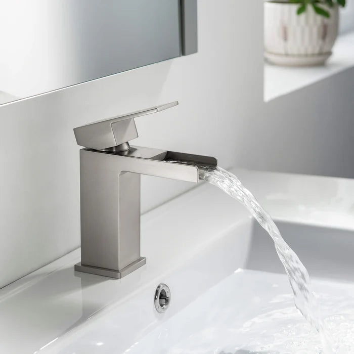 Casa Fixtures - Bathroom Faucet - Quadra Waterfall Single Handle Bathroom Vanity Sink Faucet with Pop Up Drain (CBF-1004)