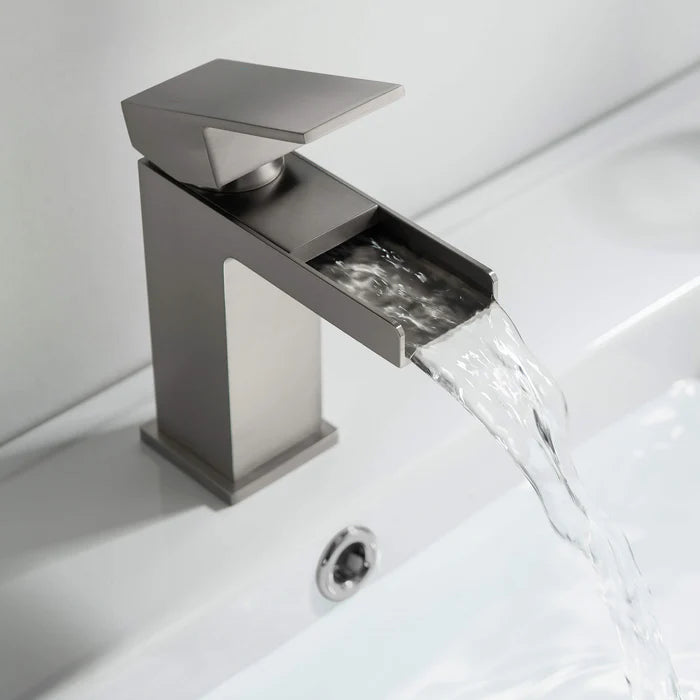 Casa Fixtures - Bathroom Faucet - Quadra Waterfall Single Handle Bathroom Vanity Sink Faucet with Pop Up Drain (CBF-1004)