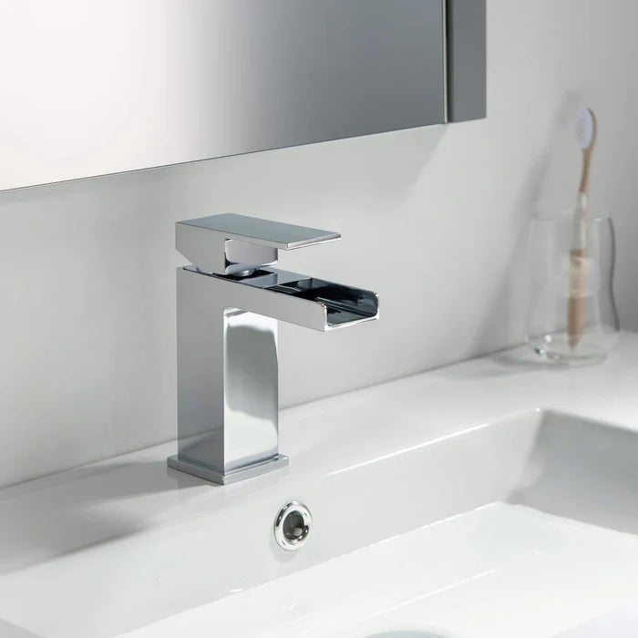 Casa Fixtures - Bathroom Faucet - Quadra Waterfall Single Handle Bathroom Vanity Sink Faucet with Pop Up Drain (CBF-1004)
