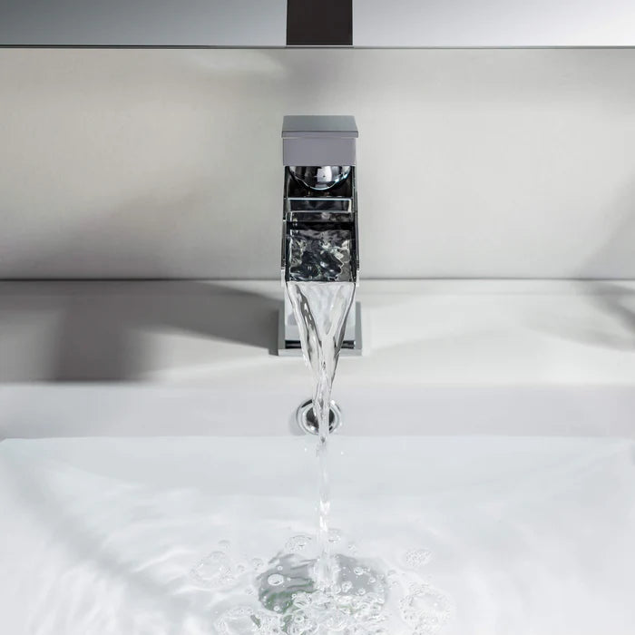 Casa Fixtures - Bathroom Faucet - Quadra Waterfall Single Handle Bathroom Vanity Sink Faucet with Pop Up Drain (CBF-1004)