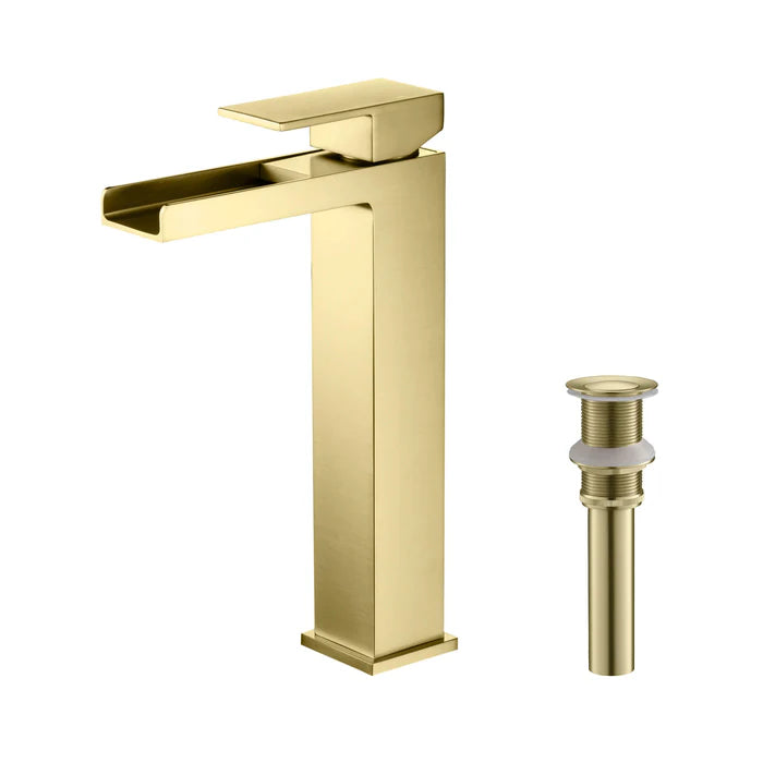 Casa Fixtures - Bathroom Faucet - Quadra Waterfall Single Handle Bathroom Vessel Sink Faucet with Pop Up Drain (CBF-1005)