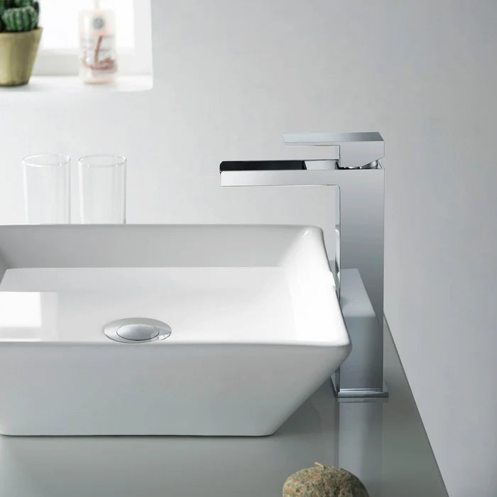 Casa Fixtures - Bathroom Faucet - Quadra Waterfall Single Handle Bathroom Vessel Sink Faucet with Pop Up Drain (CBF-1005)