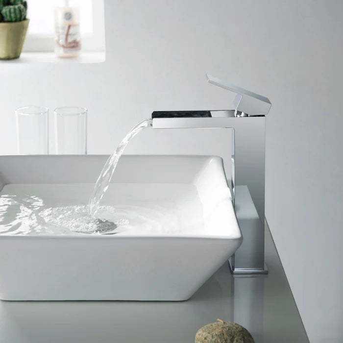 Casa Fixtures - Bathroom Faucet - Quadra Waterfall Single Handle Bathroom Vessel Sink Faucet with Pop Up Drain (CBF-1005)
