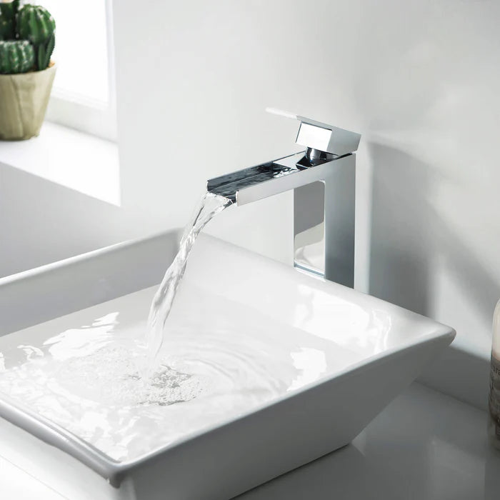 Casa Fixtures - Bathroom Faucet - Quadra Waterfall Single Handle Bathroom Vessel Sink Faucet with Pop Up Drain (CBF-1005)