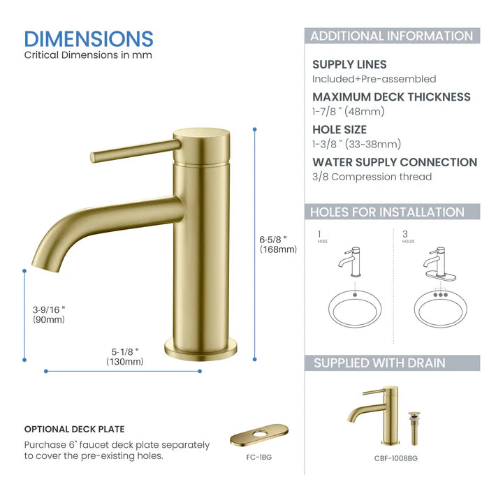Casa Fixtures - Bathroom Faucet - Halo Single Handle Bathroom Vanity Sink Faucet with Pop Up Drain (CBF-1008)