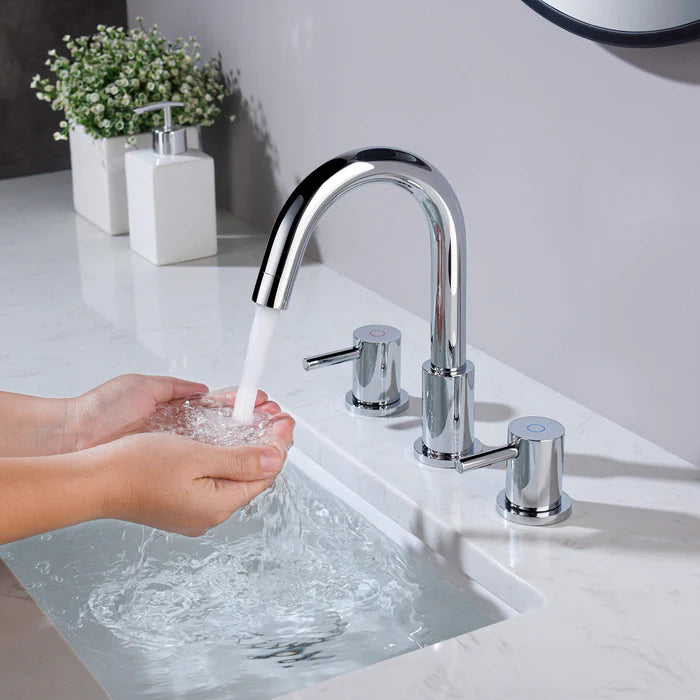 Casa Fixtures - Bathroom Faucet - Halo 8" Widespread Bathroom Sink Faucet with Drain Assembly (CBF-1016)